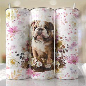 Chocolate‎ English Bulldog 20oz Tumbler with Straw